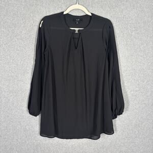 AGB Tunic‎ Top Small Sheer Flowy Sleeve Slits Whimsigoth Feminine Career Church
